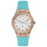 Guess Jet Setter Silver Dial Silicone Strap Ladies Watch W0564L3