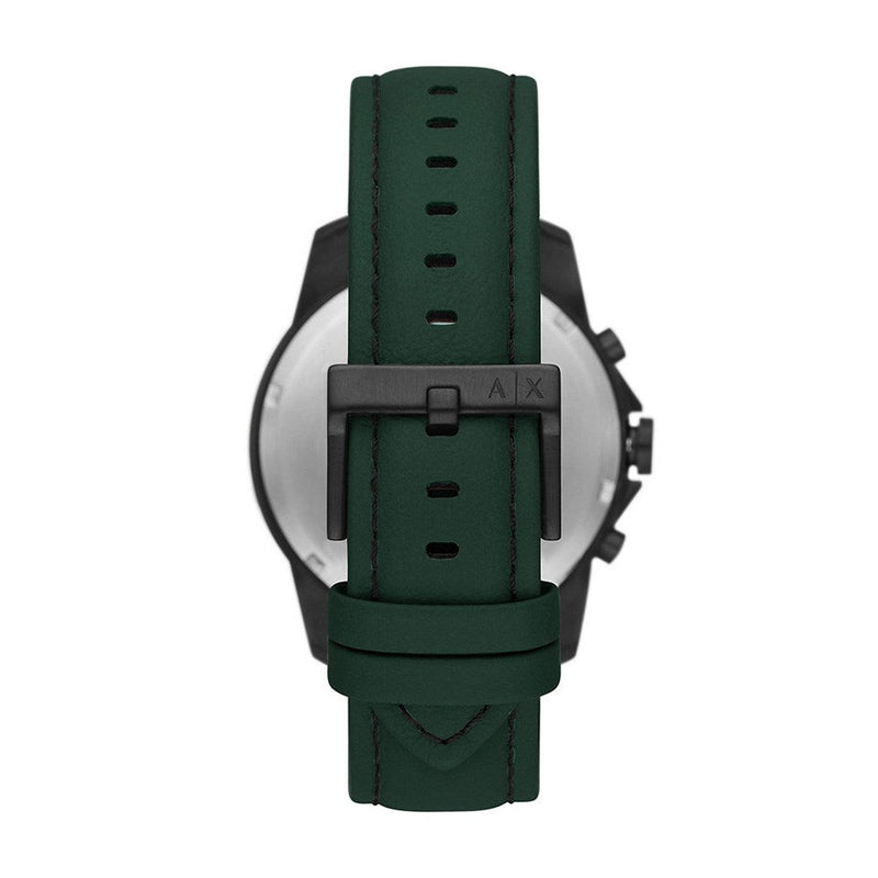 Armani Exchange Banks Chronograph Green Leather Strap Men's Watch AX1725 - The Watches Men & CO #3