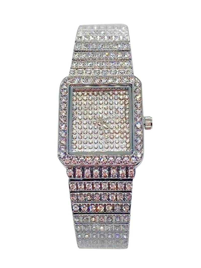 Big Daddy Square Bling Silver Women's Watch