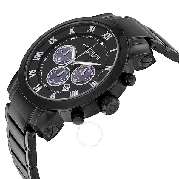 Akribos Chronograph Black Dial Black PVD Men's Watch AK622BK - The Watches Men & Co #2