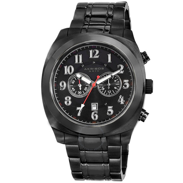 Akribos Black Dial Chronograph Black PVD Stainless Steel Men's Watch AK624BK - The Watches Men & Co
