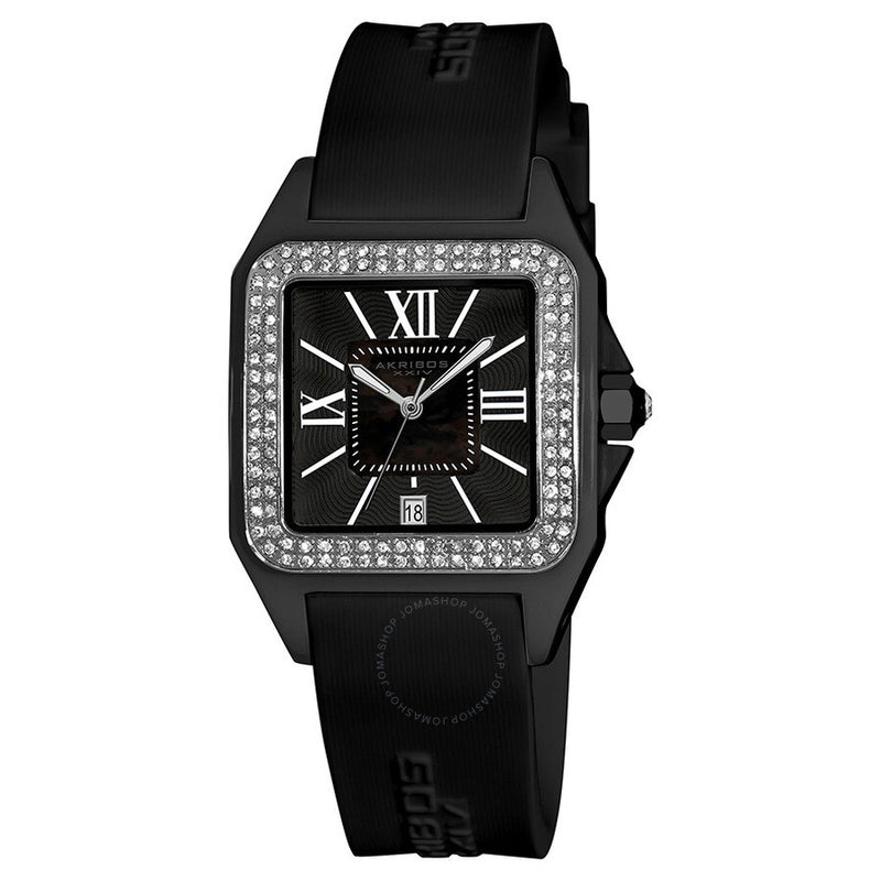 Akribos Black Mother of Pearl Dial Black Ceramic Ladies Watch AK546BK - The Watches Men & Co