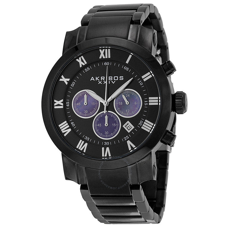 Akribos Chronograph Black Dial Black PVD Men's Watch AK622BK - The Watches Men & Co
