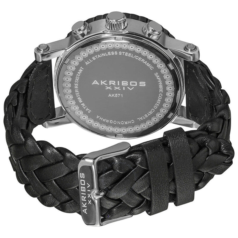 Akribos Chronograph Black Leather Men's Watch AK571BK - The Watches Men & Co #3