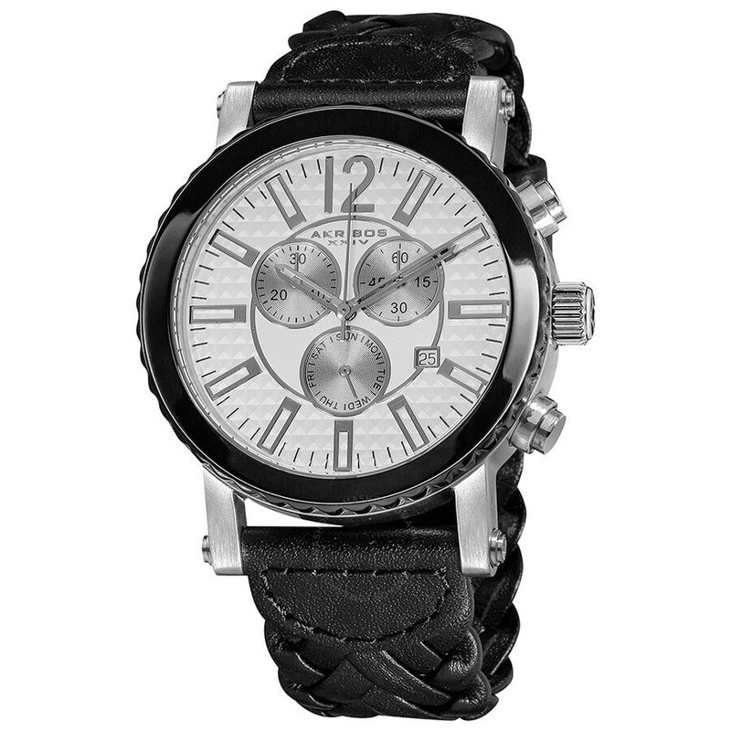 Akribos Chronograph Black Leather Men's Watch AK571BK - The Watches Men & Co