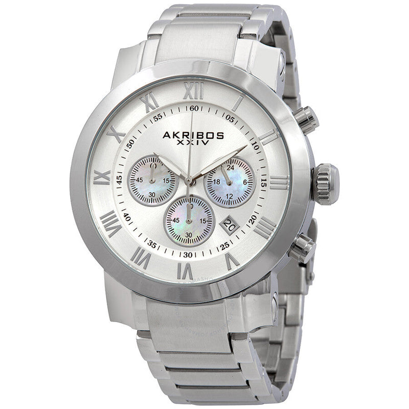 Akribos Grandiose Chronograph Silver Dial Stainless Steel Men's Watch AK622SS - The Watches Men & Co