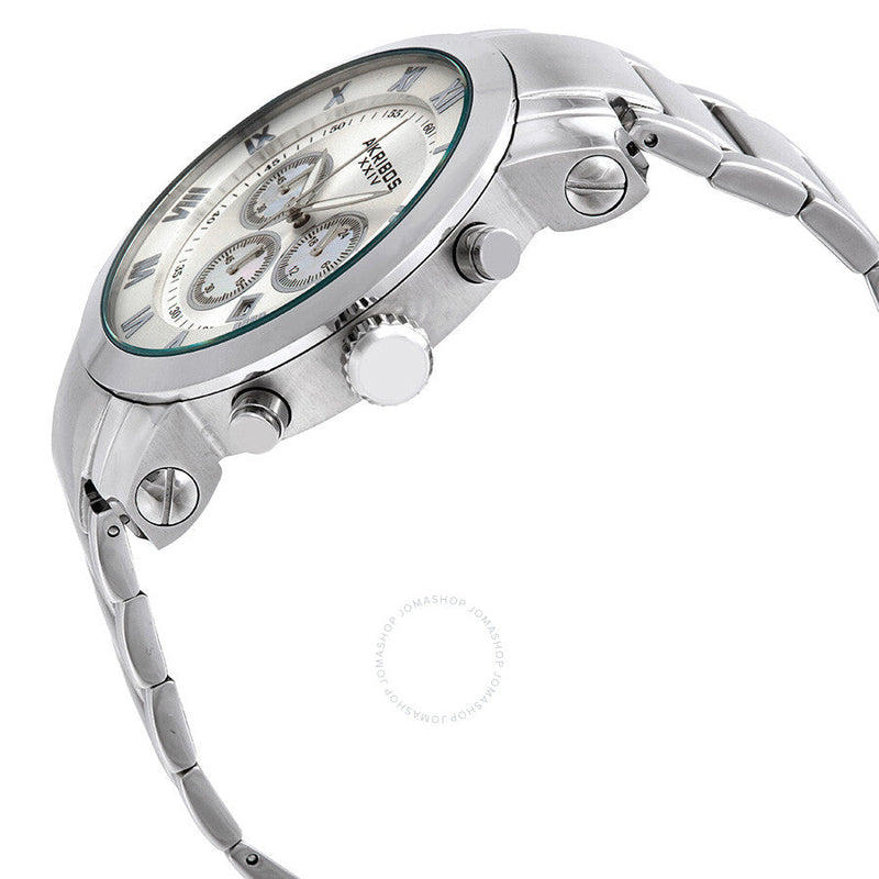 Akribos Grandiose Chronograph Silver Dial Stainless Steel Men's Watch AK622SS - The Watches Men & Co #2