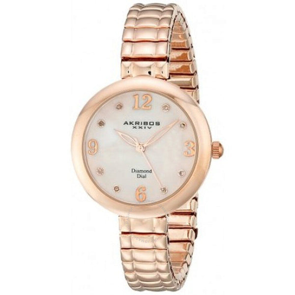 Akribos Impeccable Mother of Pearl Rose Gold-tone Ladies Watch AK765RG - The Watches Men & Co