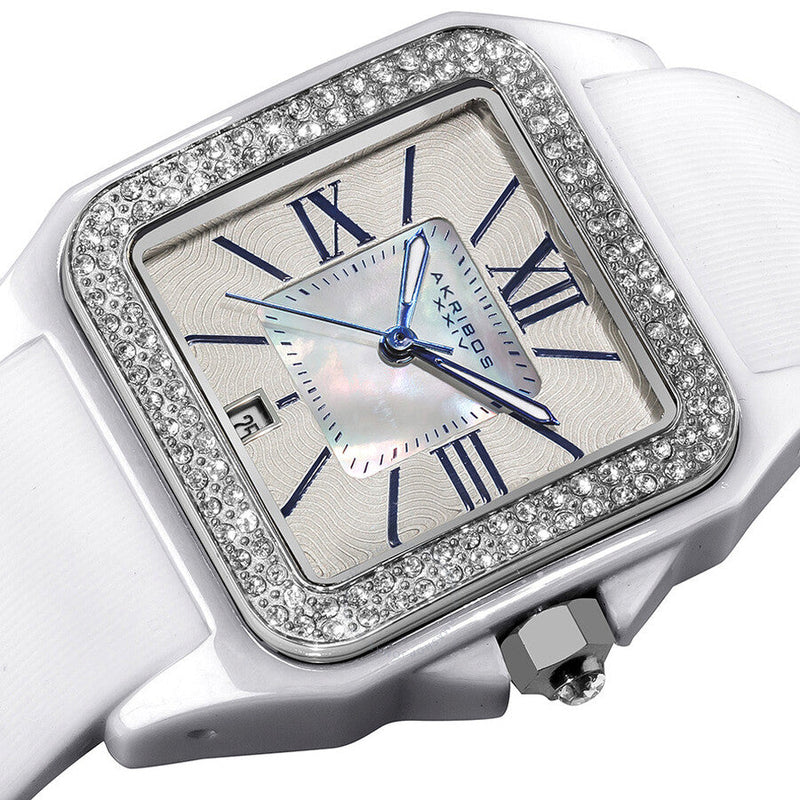 Akribos Mother of Pearl Dial White Ceramic Ladies Watch AK546WT - The Watches Men & Co #2