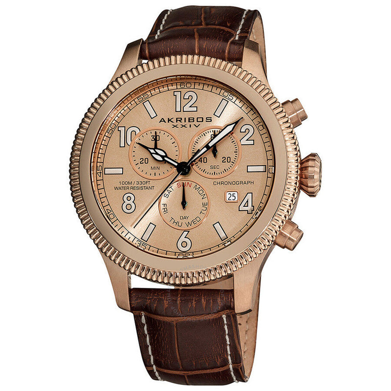 Akribos Ultimate Chronograph Rose Gold-Tone Men's Watch AK575BR - The Watches Men & Co
