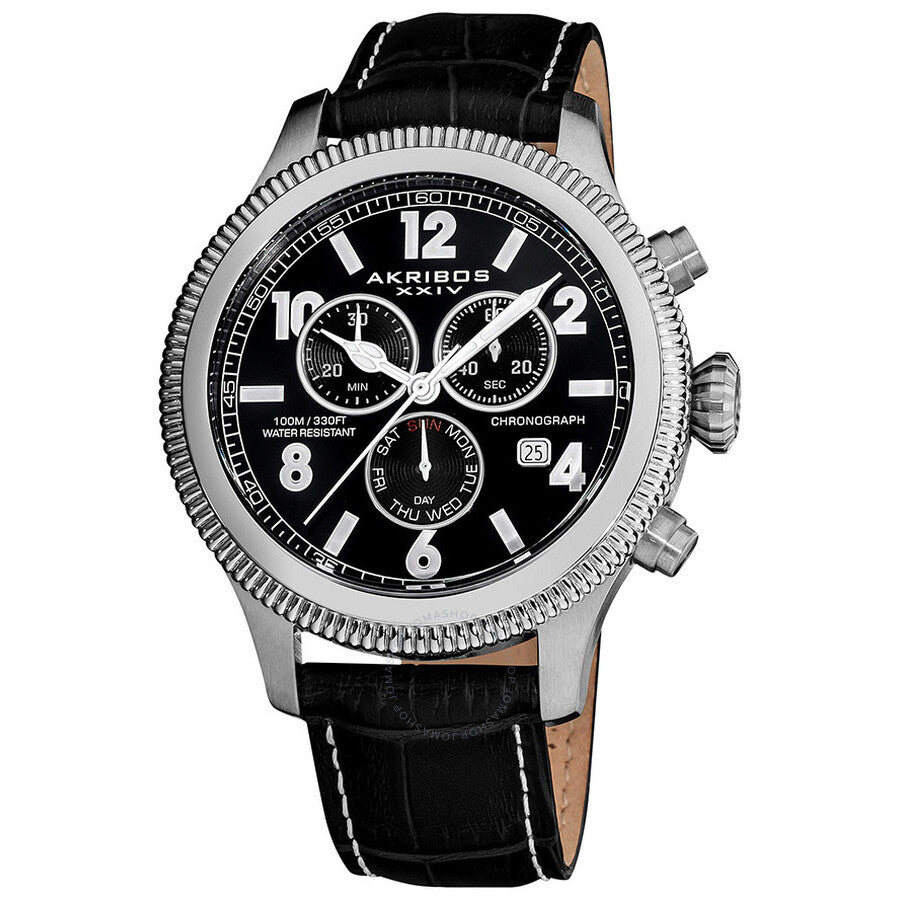 Akribos Ultimate Chronograph Stainless Steel Men's Watch AK575BK - The Watches Men & Co