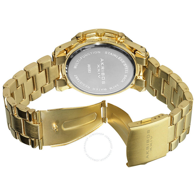 Akribos Ultimate GMT Multi-Function Gold Dial Ladies Watch AK583YG - The Watches Men & Co #3