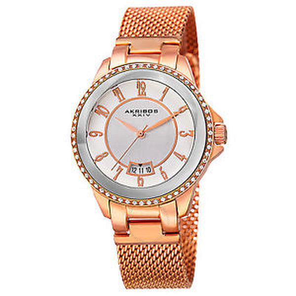 Akribos XXIV Ador Silver Dial Rose Gold-tone Ladies Watch AK840RG - The Watches Men & Co
