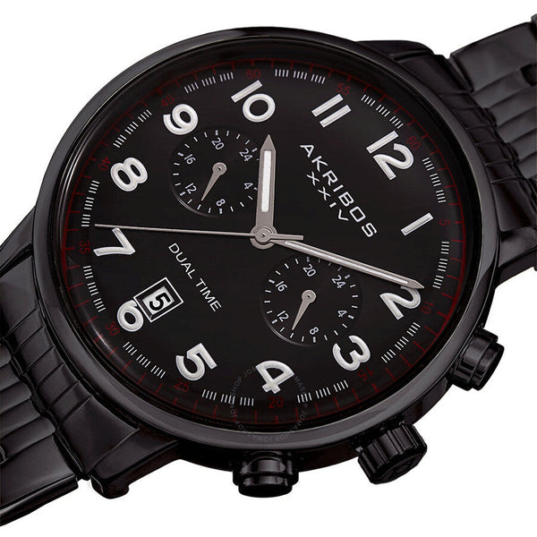 Akribos XXIV Black Dial Dual Time Men's Watch AK942BK - The Watches Men & Co #2