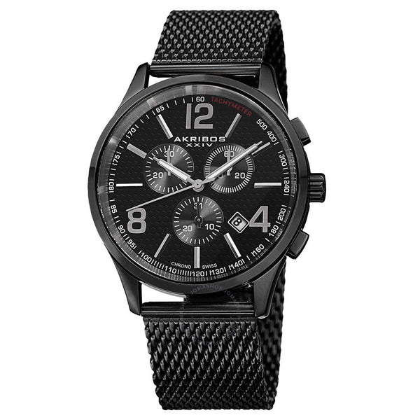 Akribos XXIV Black Dial Black Ion-plated Men's Watch AK719BK - The Watches Men & Co