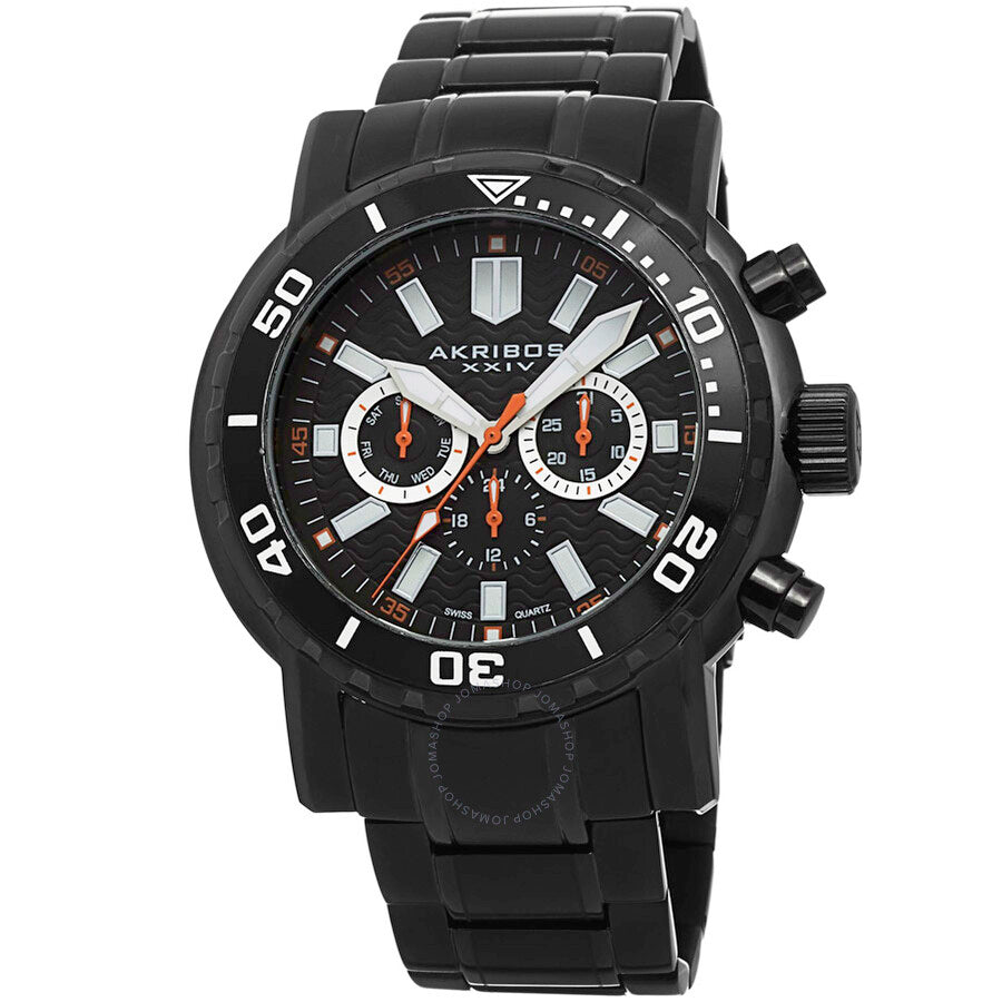 Akribos XXIV Black Dial Black-plated Men's Watch AK675BK - The Watches Men & Co