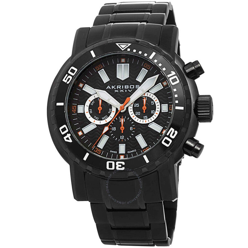 Akribos XXIV Black Dial Black-plated Men's Watch AK675BK - The Watches Men & Co