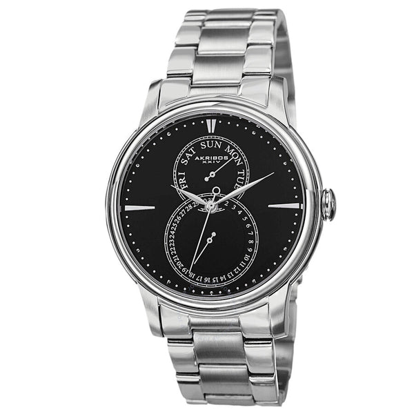 Akribos XXIV Black Dial Stainless Steel Men's Watch AK728SSB - The Watches Men & Co