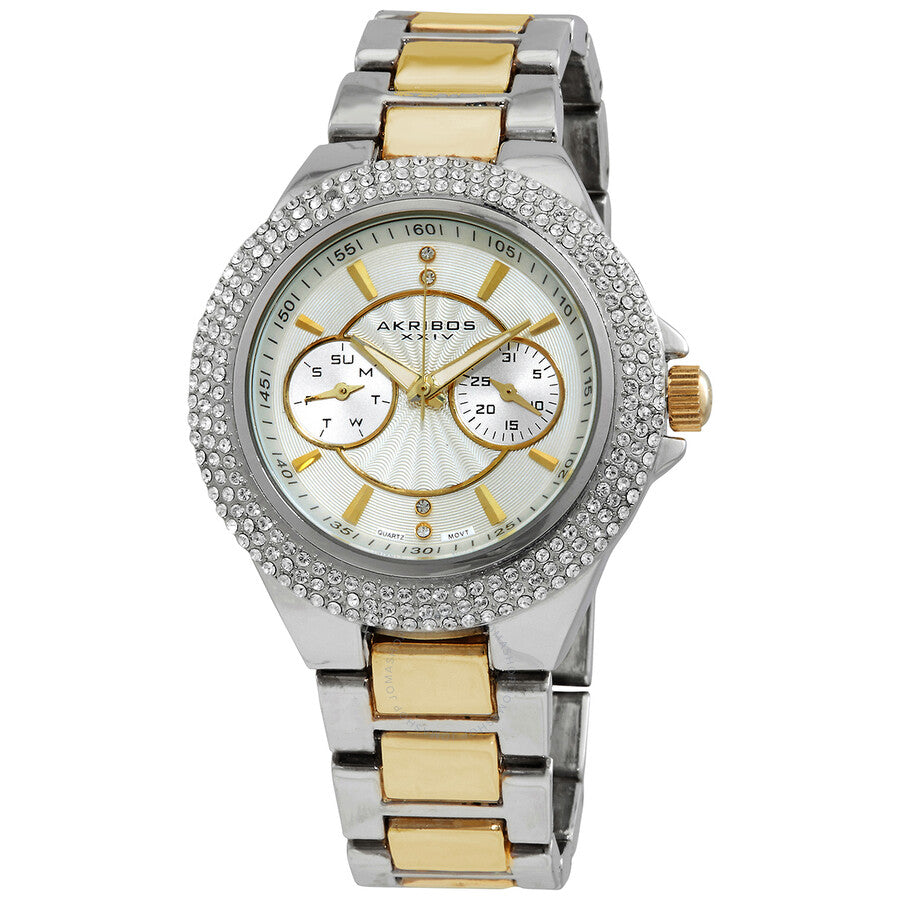 Akribos XXIV  Black Dial Two-tone Ladies Watch AK789TTGB - The Watches Men & Co