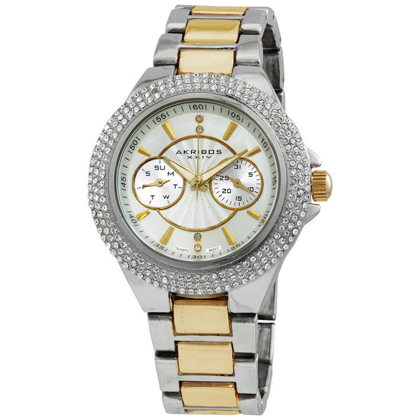 Akribos XXIV  Black Dial Two-tone Ladies Watch AK789TTGB - The Watches Men & Co