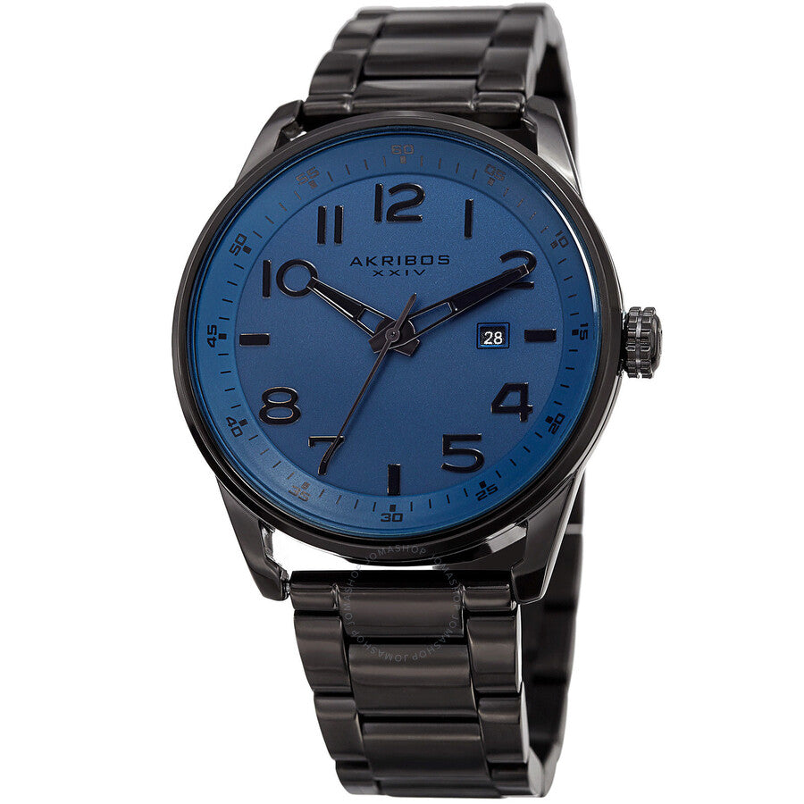Akribos XXIV Blue Dial Black Ion-plated Men's Watch AK956BU - The Watches Men & Co