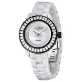 Akribos XXIV Ceramic White Mother of Pearl Dial Ladies Watch AK518BKW - The Watches Men & Co