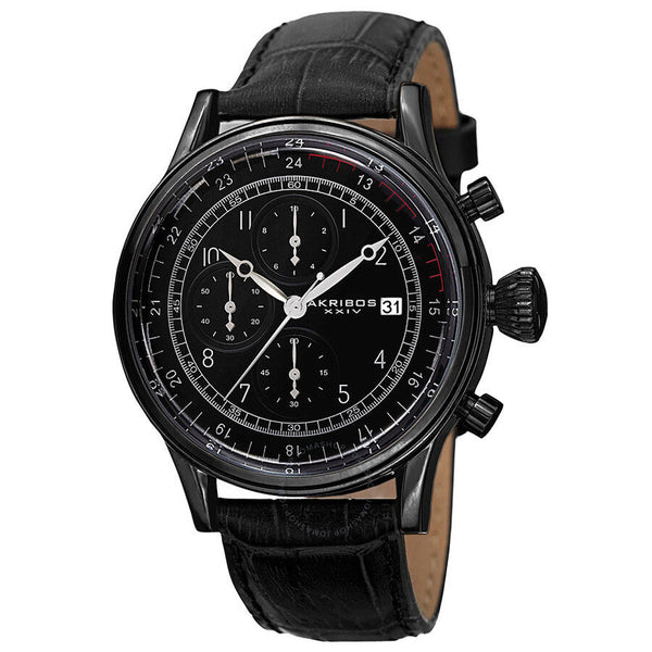Akribos XXIV Chronograph Quartz Black Dial Men's Watch AK798BK - The Watches Men & Co