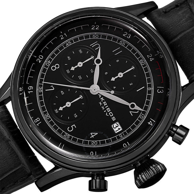 Akribos XXIV Chronograph Quartz Black Dial Men's Watch AK798BK - The Watches Men & Co #2