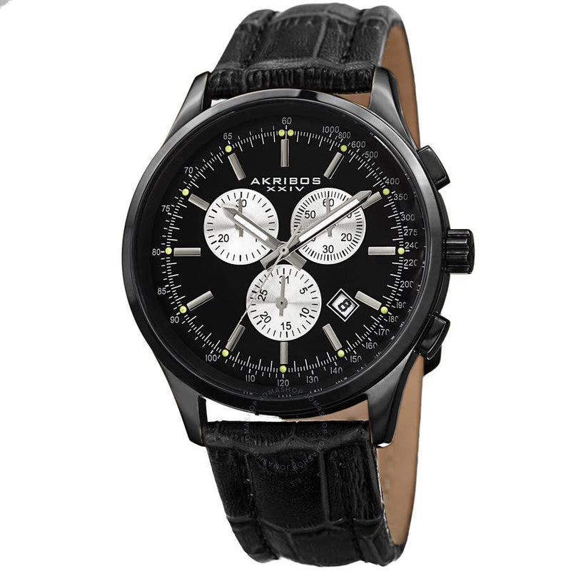 Akribos XXIV Enterprise Chronograph Quartz Black Dial Men's Watch P50132 - The Watches Men & Co