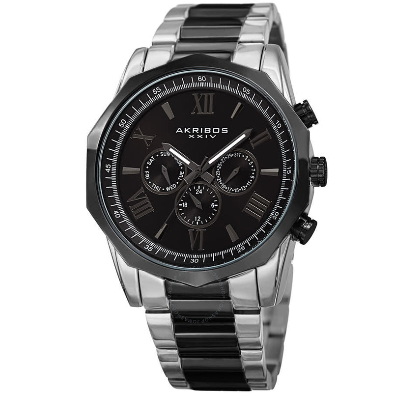 Akribos XXIV Enterprise Quartz Black Dial Men's Watch P50163 - The Watches Men & Co