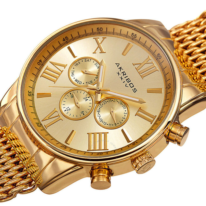 Akribos XXIV Enterprise Quartz Gold Dial Men's Watch P50156 - The Watches Men & Co #2