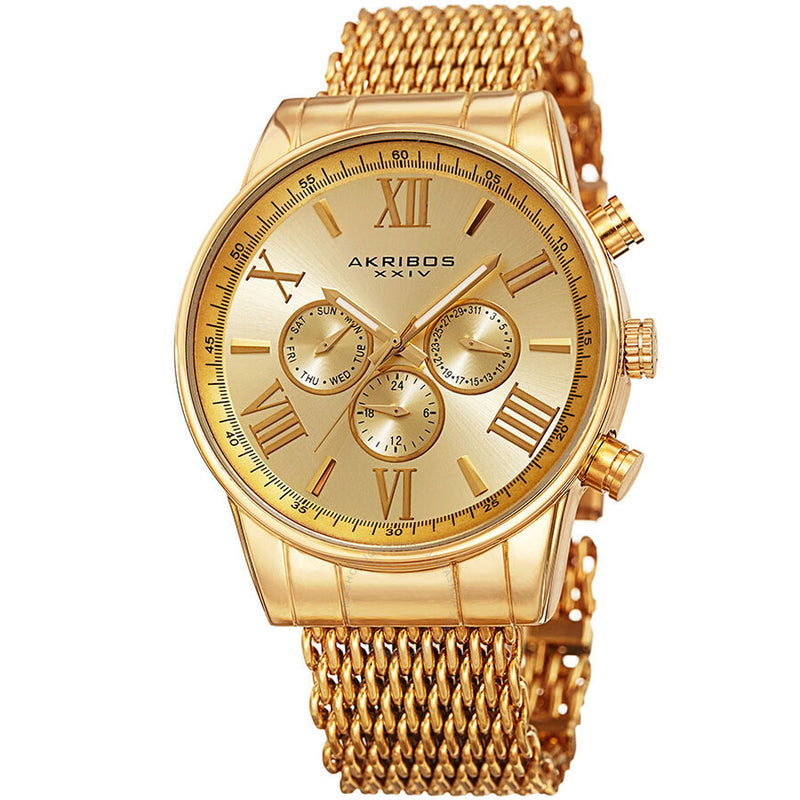 Akribos XXIV Enterprise Quartz Gold Dial Men's Watch P50156 - The Watches Men & Co