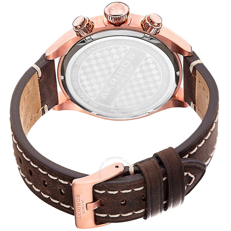 Akribos XXIV Essential Chronograph Black Dial Brown Leather Men's  Watch - The Watches Men & Co #3