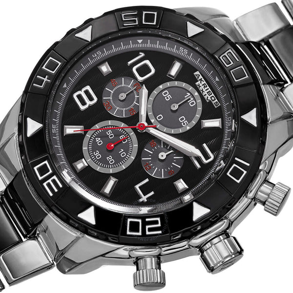 Akribos XXIV Extremis Chronograph Quartz Black Dial Men's Watch P50125 - The Watches Men & Co #2