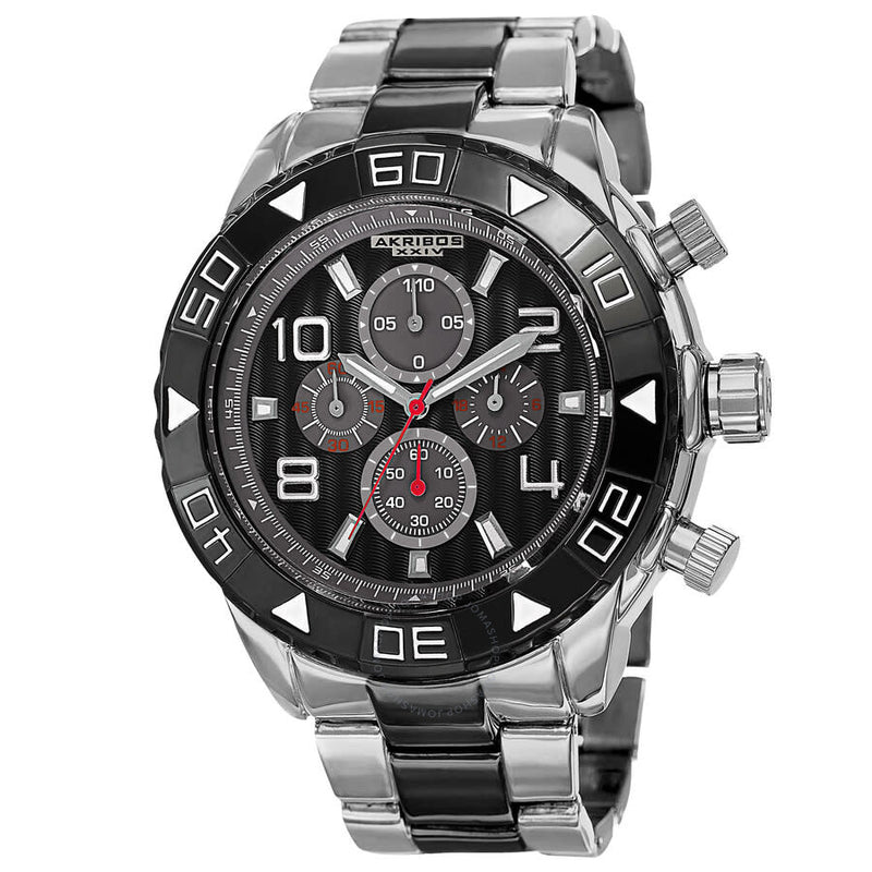 Akribos XXIV Extremis Chronograph Quartz Black Dial Men's Watch P50125 - The Watches Men & Co