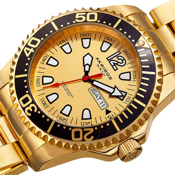 Akribos XXIV Extremis Quartz Gold Dial Men's Watch P50172 - The Watches Men & Co #2