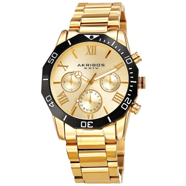 Akribos XXIV Gold Dial Dodecagon Men's Watch AK1054YG - The Watches Men & Co