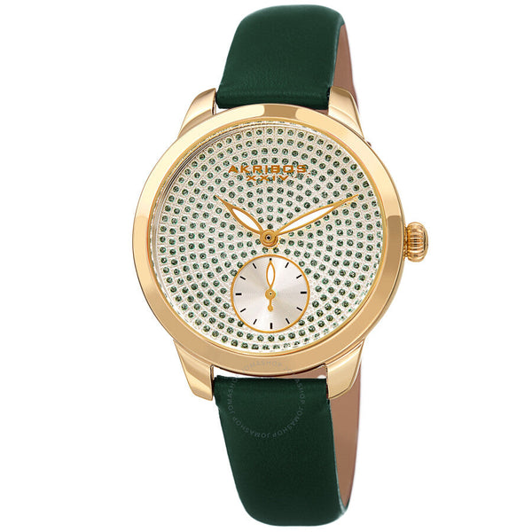 Akribos XXIV Green Dial Green Leather Ladies Watch AK1089GN - The Watches Men & Co