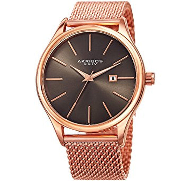 Akribos XXIV Gunmetal Dial Rose Gold-tone Men's Watch AK959RGGN - The Watches Men & Co