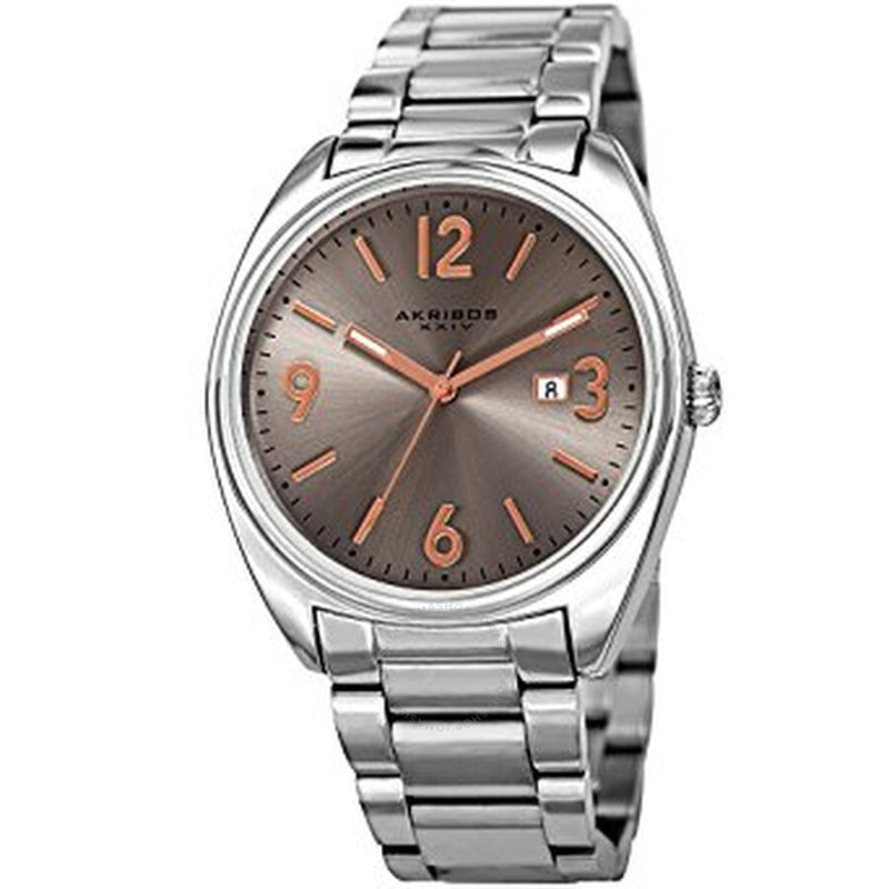 Akribos XXIV Gunmetal Dial Stainless Steel Men's Watch AK957SS - The Watches Men & Co