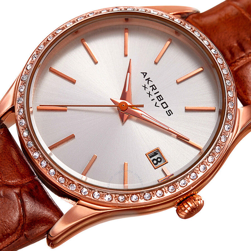 Akribos XXIV Lumin Quartz Silver Dial Ladies Watch P50141 - The Watches Men & Co #2