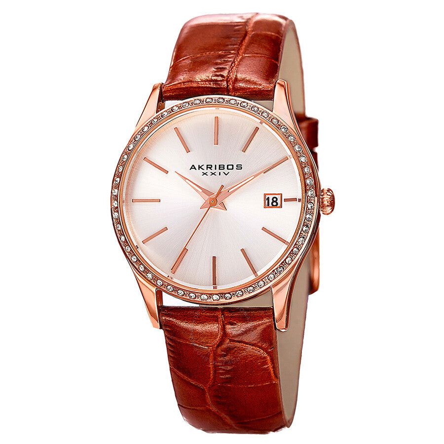 Akribos XXIV Lumin Quartz Silver Dial Ladies Watch P50141 - The Watches Men & Co