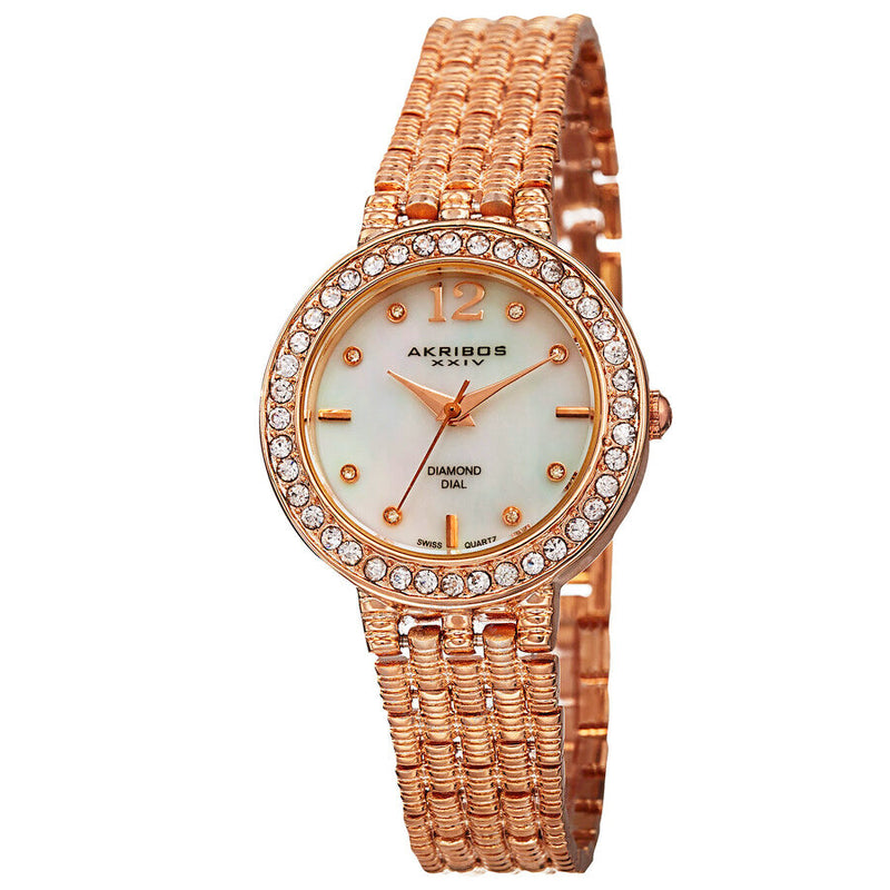 Akribos XXIV Mother of Pearl Dial Rose Gold-tone Alloy Ladies Watch AK757RG - The Watches Men & Co