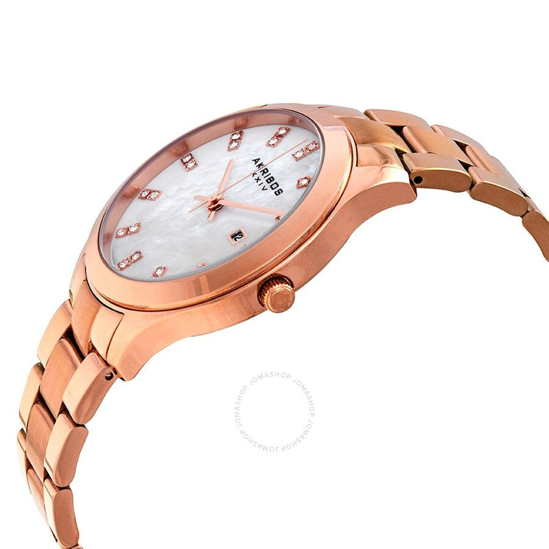 Akribos XXIV Mother of Pearl Dial Rose Gold-Tone Ladies Watch AK954RG - The Watches Men & Co #2
