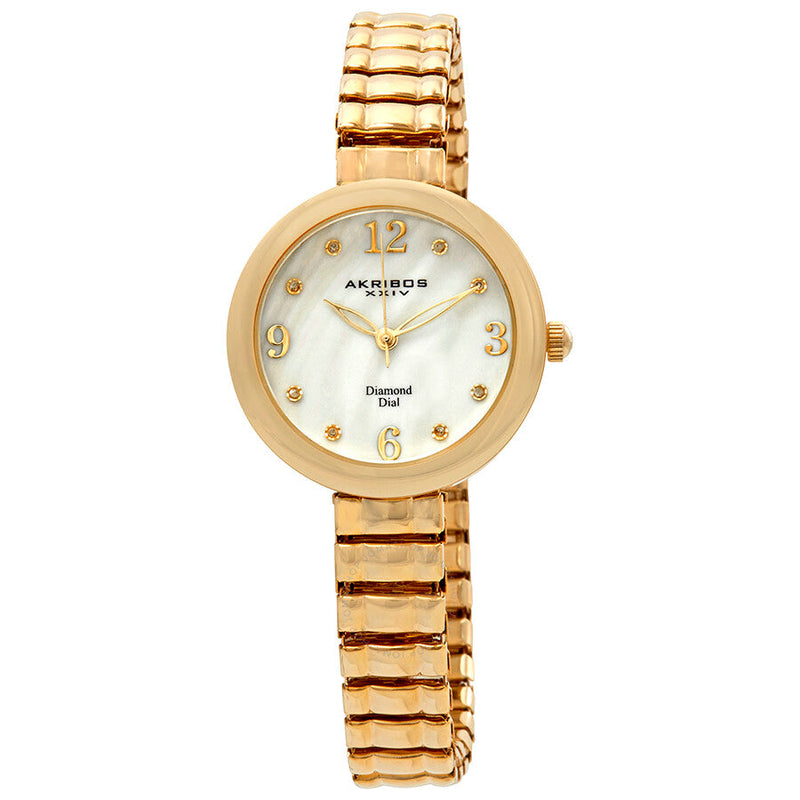 Akribos XXIV Mother of Pearl Dial Yellow Gold-tone Ladies Watch AK765YG - The Watches Men & Co