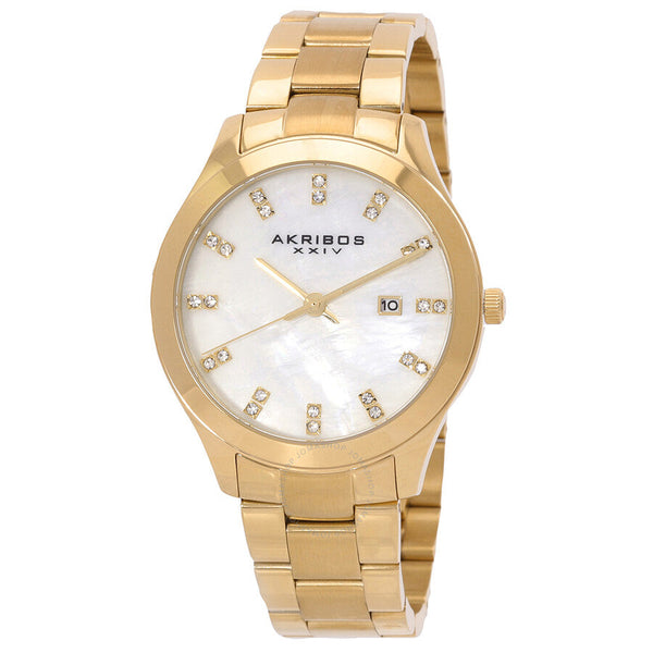 Akribos XXIV Mother of Pearl Gold-tone Ladies Watch AK954YG - The Watches Men & Co