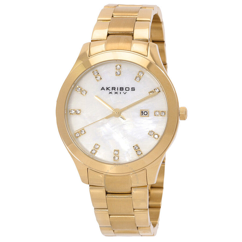 Akribos XXIV Mother of Pearl Gold-tone Ladies Watch AK954YG - The Watches Men & Co