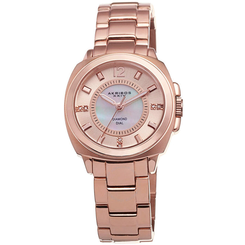 Akribos XXIV Mother of Pearl Rose Gold-tone Ladies Watch AK668RG - The Watches Men & Co