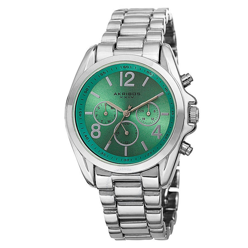 Akribos XXIV Multi-Function Green Dial Ladies Watch AK760SSTQ - The Watches Men & Co