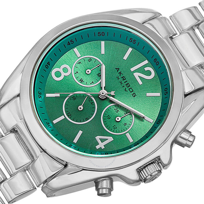 Akribos XXIV Multi-Function Green Dial Ladies Watch AK760SSTQ - The Watches Men & Co #2